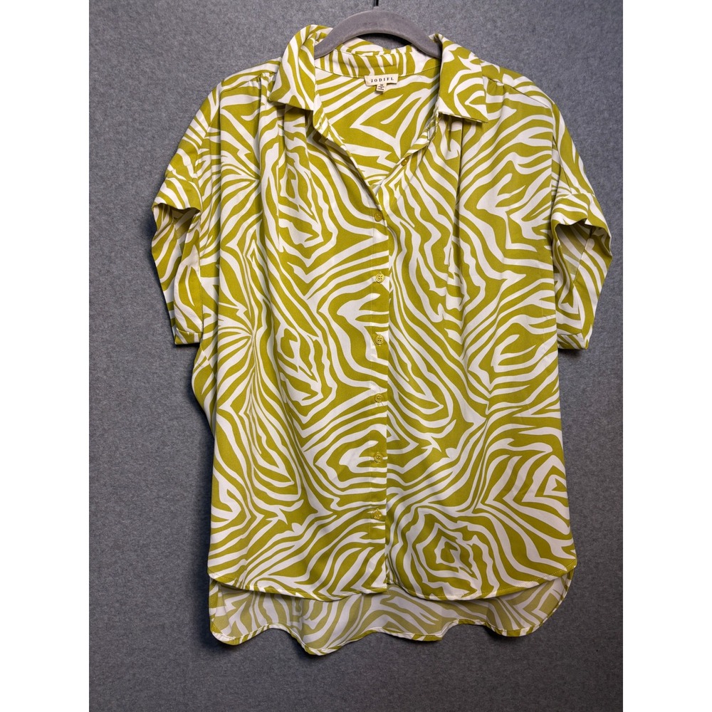 Jodifl‎ Lime Green Zebra Print Blouse High Low Tunic Y2K Resort Coastal Medium